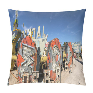 Personality  LAS VEGAS - JUNE 27, 2019: Panoramic View Of Neon Museum. It Is  Pillow Covers