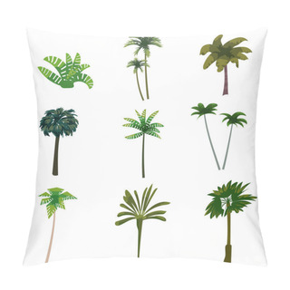 Personality  Palm Trees Tropical Exotic Plants Set. Collection Botanical Flora Jungle Tropic Nature. Vector Cartoon Flat Style Illustration Pillow Covers
