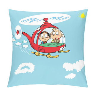 Personality  Children In A Helicopter Pillow Covers