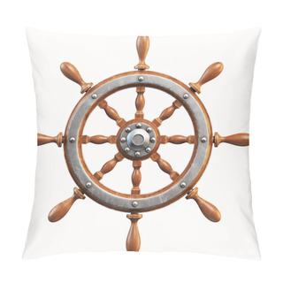 Personality  Ship Wheel Isolated On White Background 3d Rendering Pillow Covers