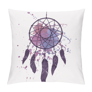 Personality  Vector Illustration Of Dream Catcher With Watercolor Splash Pillow Covers