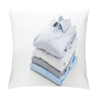Personality  Close Up Of Ironed And Folded Shirts On Table Pillow Covers