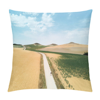 Personality  Pilgrim Walking The Camino Of Santiago In Spain Countryside Pillow Covers