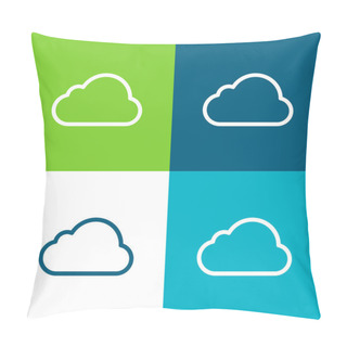 Personality  Big Cloud Flat Four Color Minimal Icon Set Pillow Covers