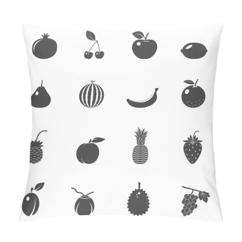 Personality  Fruits and berries, vector icons set pillow covers