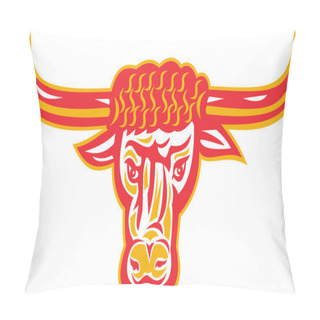 Personality  Texas Longhorn Bull Head Retro Woodcut Pillow Covers