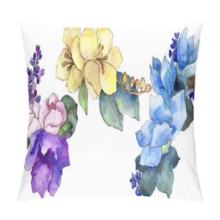 Personality  Watercolor Colorful Bouquet Tropical Flower. Floral Botanical Flower. Isolated Illustration Element. Aquarelle Wildflower For Background, Texture, Wrapper Pattern, Frame Or Border. Pillow Covers