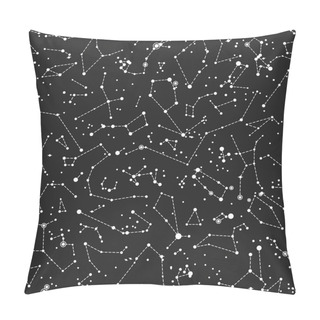 Personality  Constellations Seamless Vector Pattern On Dark Sky Pillow Covers