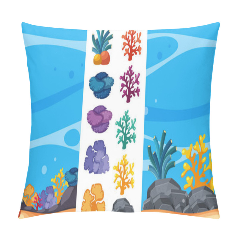 Personality  Underwater scene with coral reefs pillow covers