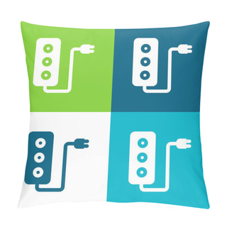 Personality  Adaptor Flat Four Color Minimal Icon Set Pillow Covers