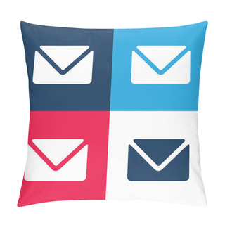 Personality  Big Envelope Blue And Red Four Color Minimal Icon Set Pillow Covers