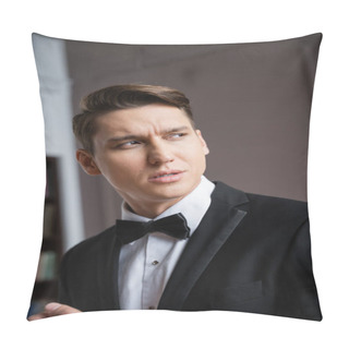 Personality  Portrait Of Elegant Man In Formal Wear Looking Away At Home  Pillow Covers