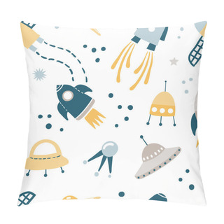 Personality  Cute Kids Space Vector Seamless Pattern Pillow Covers