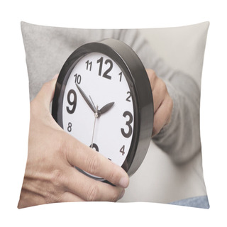 Personality  Man Adjusting The Time Of A Clock Pillow Covers