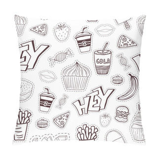 Personality  Cartoon Pattern With Fast Food Pillow Covers