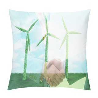 Personality  Green Energy Anc Ecology Concept With Businessman Pillow Covers