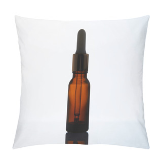 Personality  Close-up Shot Of Bottle Of Aromatic Oil With Pipette On Reflective Surface Pillow Covers