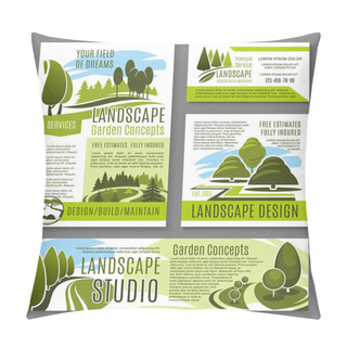 Personality  Vector Landscape Garden Design Concept Posters Pillow Covers