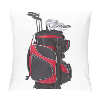 Personality  Red And Black Golf Bag With Clubs Isolated On White Pillow Covers