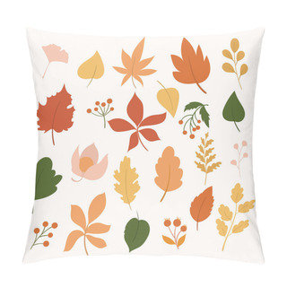 Personality  Set Of Autumn Elements.Autumn Leaves, Mushroom, Beries, Pumpkin And Apple. Hand Drawn Autumn Leaves Pillow Covers