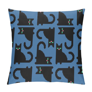 Personality  Cat Pixel Art Pattern Seamless. Pet 8 Bit Background. Pixelated Vector Texture Pillow Covers