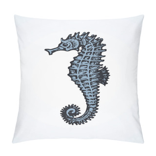 Personality Sea Horse. Vector Drawing  Pillow Covers