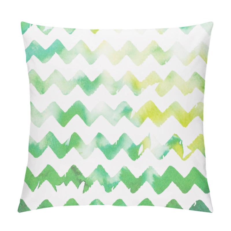 Personality  Zigzag White And Green Watercolor Background Pillow Covers