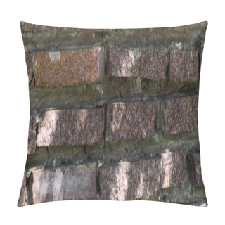 Personality  Background Of Stone Wall With Concrete And Sunlight, Panoramic Shot Pillow Covers