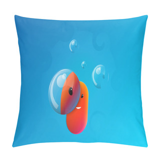 Personality  Cute Face With Bubbles. Vector Illustration. Pillow Covers