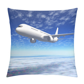 Personality  Passenger Airliner Flight In The Blue Sky Pillow Covers