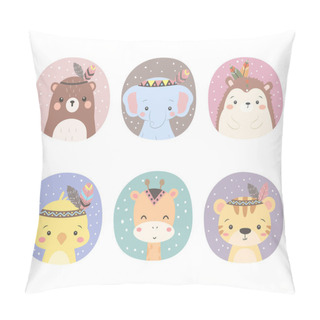 Personality  Cute Animal Illustration, Animal Clipart, Baby Shower Decoration, Woodland Illustration. Pillow Covers