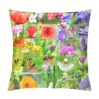 Personality  Abstract Collage Of Spring Flowers Pillow Covers