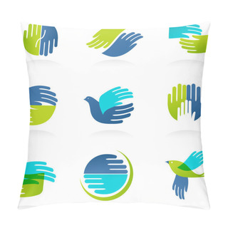 Personality  Collection Of Hands Icons And Symbols Pillow Covers