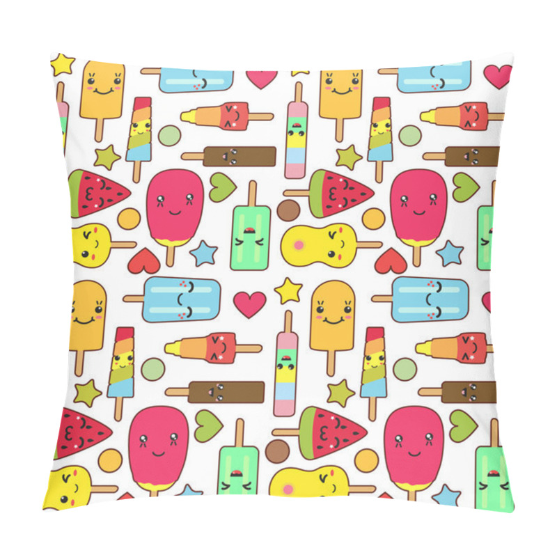 Personality  Kawaii Ice Cream And Popsicles Cute Seamless Pattern Pillow Covers