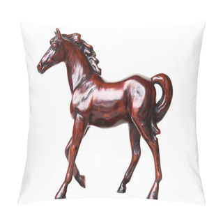 Personality  Walking Horse Sculpture Isolated On White Background Pillow Covers