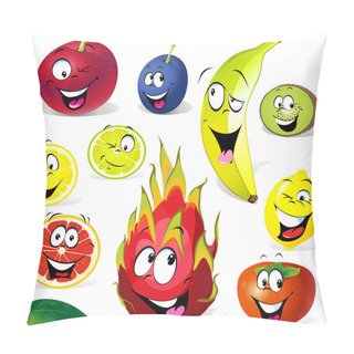 Personality  Fruit Cartoon With Many Expressions Pillow Covers