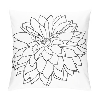 Personality  Beautiful Monochrome Sketch, Black And White Dahlia Flower Isolated Pillow Covers