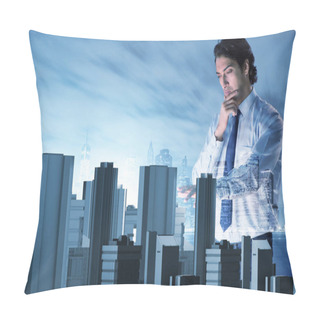 Personality  Futuristic Architect Doing Urban Planning Pillow Covers