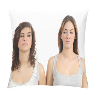Personality  Two Girls Looking Each Other Angry Pillow Covers