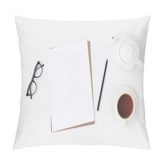 Personality  Blank Paper With Cup Of Tea Pillow Covers