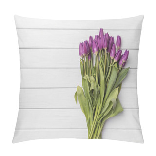 Personality  Tulips On White Boards. Pillow Covers