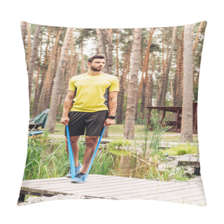 Personality  Sportsman Working Out With Suspension Straps In Forest  Pillow Covers