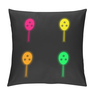 Personality Balloon Four Color Glowing Neon Vector Icon Pillow Covers