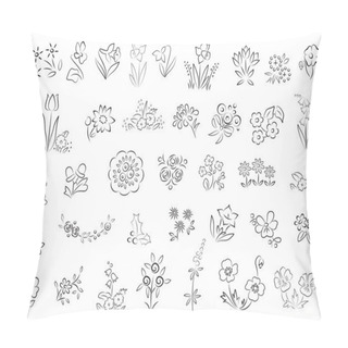 Personality  Sketch Of Flowers Pillow Covers