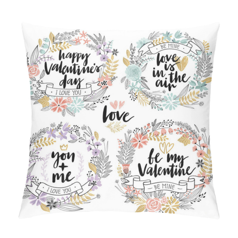 Personality  Valentine`s Day Callygraphic Floral set - hand drawn pillow covers