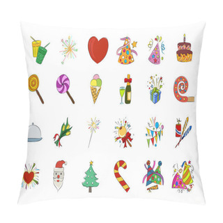 Personality  Celebration Hand Drawn Colored Vector Icons 2 Pillow Covers