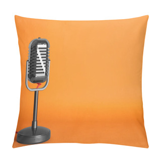 Personality  Retro Microphone On Color Background, Space For Text. Musical Equipment Pillow Covers