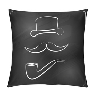 Personality  Gentlemen Graphic Isolated On Chalckboard. Pillow Covers