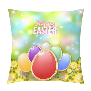 Personality  Easter Eggs On The Bed Of Flowers Pillow Covers