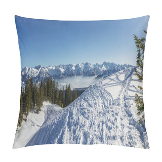 Personality  Panoramic View Of Snowy Mountains With Trees In Winter, Alps, Germany Pillow Covers